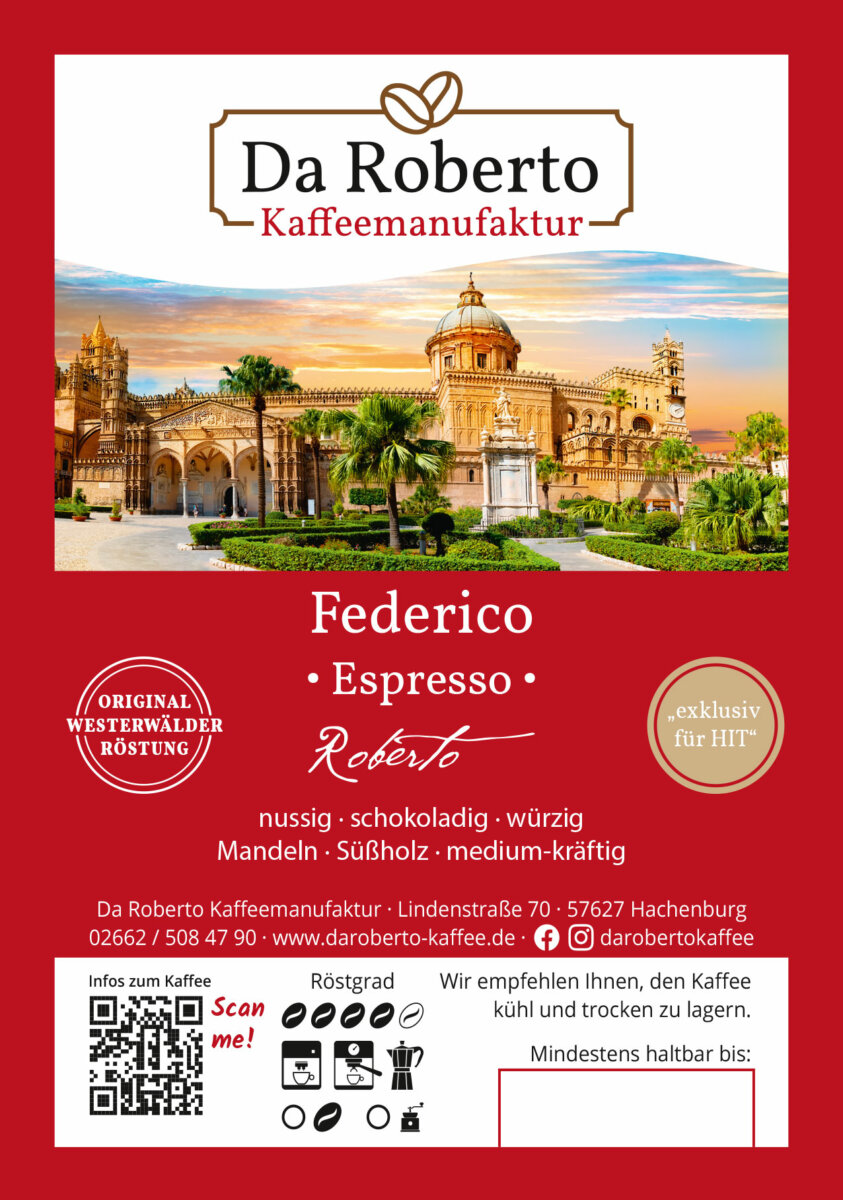 Daroberto Etikett Hit Espresso Federico148x102mm 1